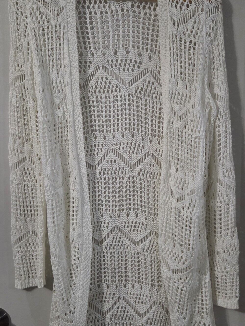 Dex Open-Front Crochet Cardigan - Cream